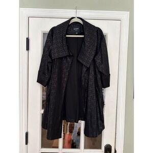 NWT Insight New York Pointe Cowl Coat Black Geometric Mid-Length Size 16